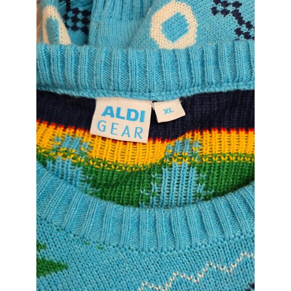 Aldi Gear Christmas Sweater XL Light Blue Festive Holiday Fun boho cottagecore - Picture 4 of 6
